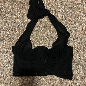 Urban Outfitters Black Lace Crop Top